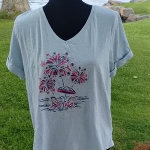White and Pink Short Sleeve Relaxed T-Shirt